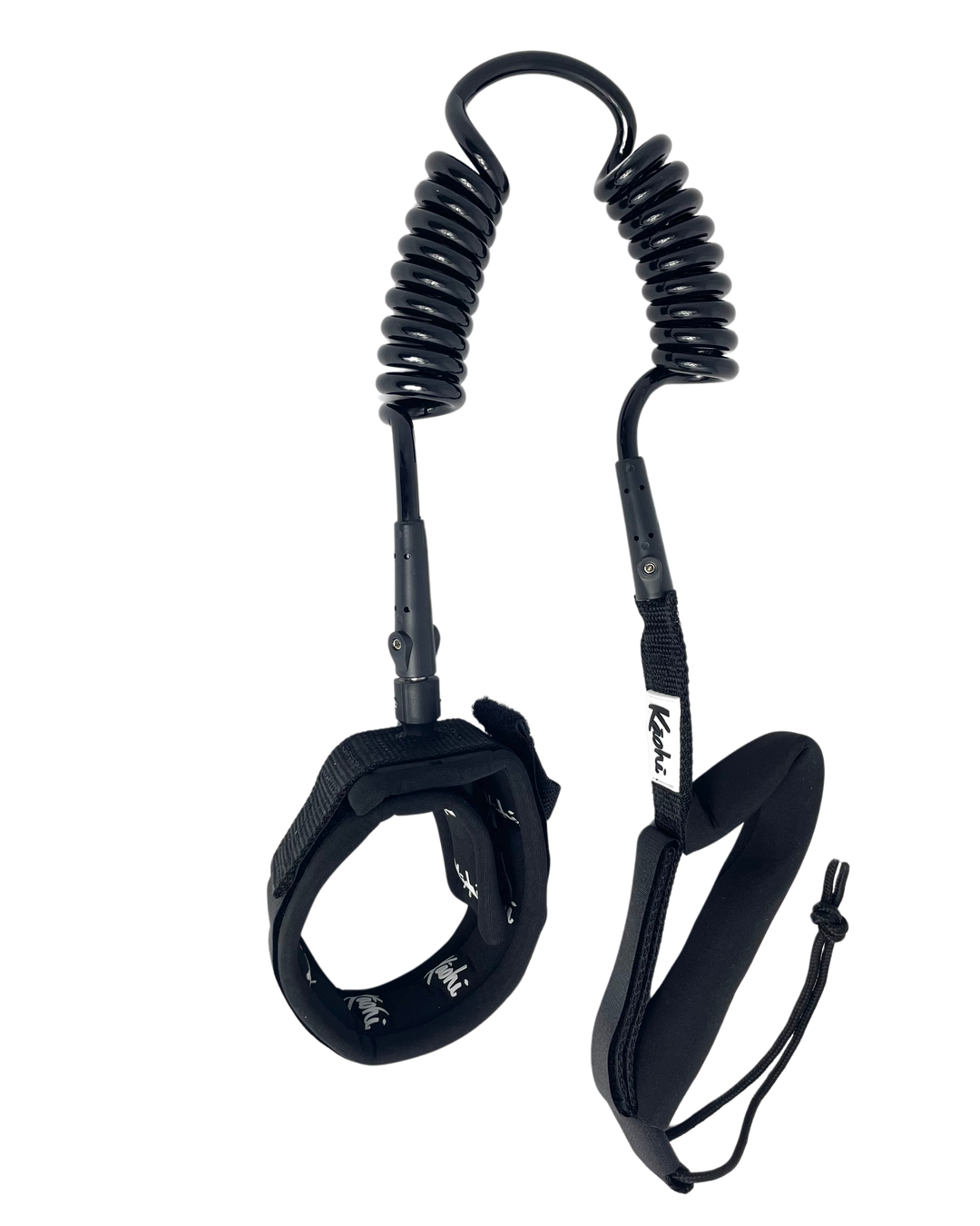 sup wing wing foil leash double coil prone ankle calf cuff surfing hydro foil downwind  Black