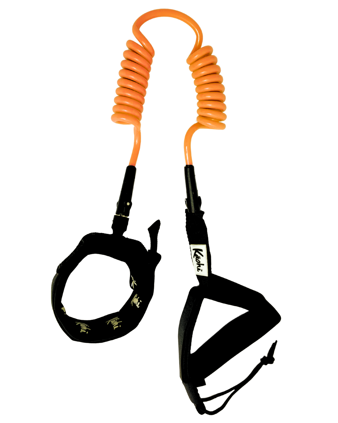 sup wing wing foil leash double coil prone ankle calf cuff surfing hydro foil downwind Hi Viz Orange